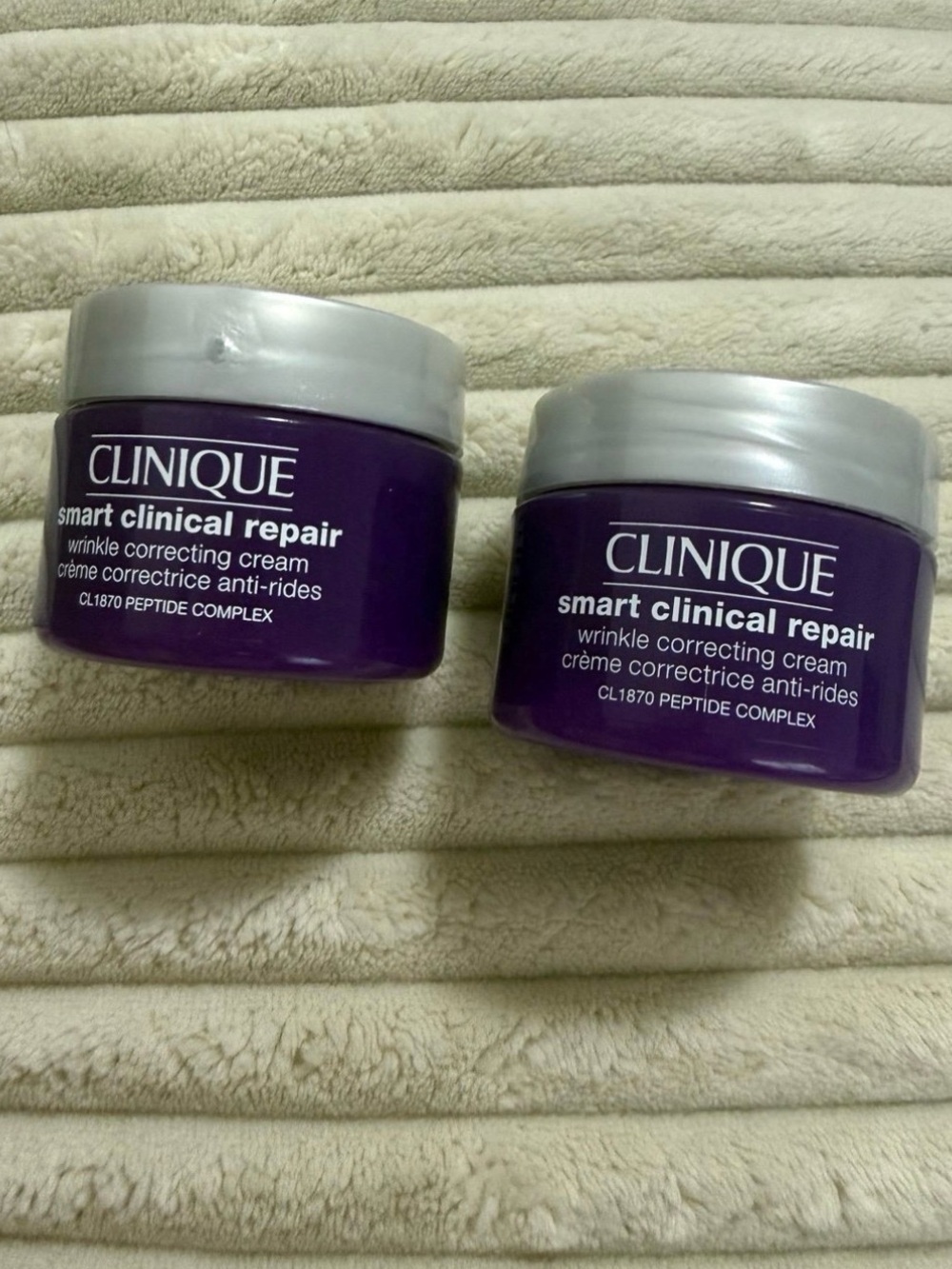 TWO Clinique Purple Smart Clinical Repair Wrinkle Correcting Cream Duo